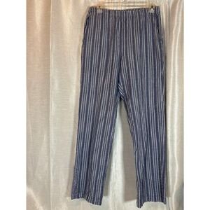 APPLESSED'S Striped Linen Blend Pajama Pants Women's‎ Size 10 Blue White